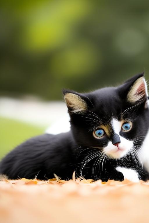 Tuxedo kitten rolling on back